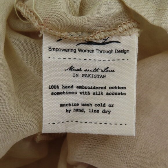 Raven + Lily Womens Small Beige Black Embroidered Cutout Back Short Sleeve Dress - Picture 10 of 12